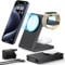 Meifigno 3 in 1 Foldable Magnetic Wireless Charging Station with PD 20W USB-C Adapter, Compatible with MagSafe, Charger Stand for iPhone 16/15/14/13/12 Series, Apple Watch, AirPods, Black