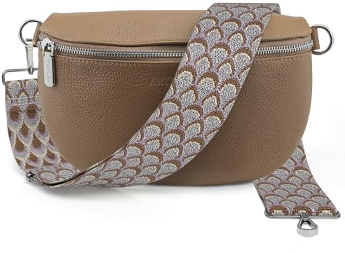 Artvall - Umhängetasche Echtleder Tasche Handtasche Leder Bauchtasche Klein mit Schultergurt Design Taschenband abnehmbar verstellbares Riemen Crossbody Bag Echt Ledertasche Damen mit Reißverschluss