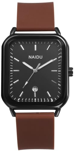 JewelryWe Herren Damen Uhren Analog Quarz 30M wasserdichte Armbanduhr Quadratisch Silikon Band Beiläufige Uhr mit Rechteckigem Zifferblatt