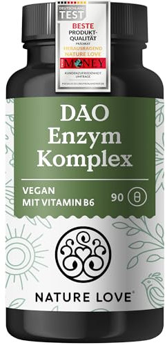 NATURE LOVE® DAO Enzym Komplex – mit Vitamin B6 für einen normalen Energiestoffwechsel* – hochdosiert – aus Erbsensprossenpulver, vegan, laborgeprüft