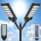 400W Lampadaire Solaire Exterieur avec Télécommande 2 PACK, 6500K 720 LEDs Reverbere Solaire Exterieur Détecteur de Mouvement IP65 Etanche LED Réverbères Solaire, Réverbères pour Rue Garage Jardin