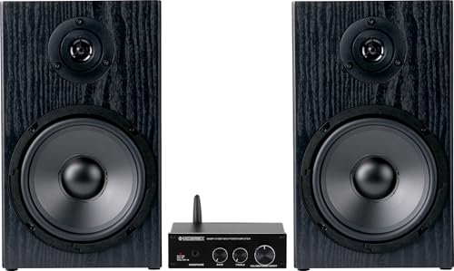 McGrey MAMP-4100BT / BSS-265 BK Stereoanlage Set mit Bluetooth - Kompakte HiFi-Boxen - 2-Wege-System - 6,5 Tieftöner + 0,5 Hochtöner - Auch für Wandmontage geeignet - Sparset Inkl. Stereo-Verstärker