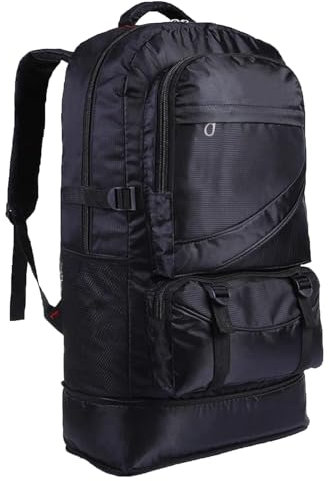 Toguma 65L Wanderrucksack Großer taktischer Rucksack für Frau Mann Leichter Reiserucksack Laptoprucksack zum Klettern Camping Sport Outdoor (Schwarz)