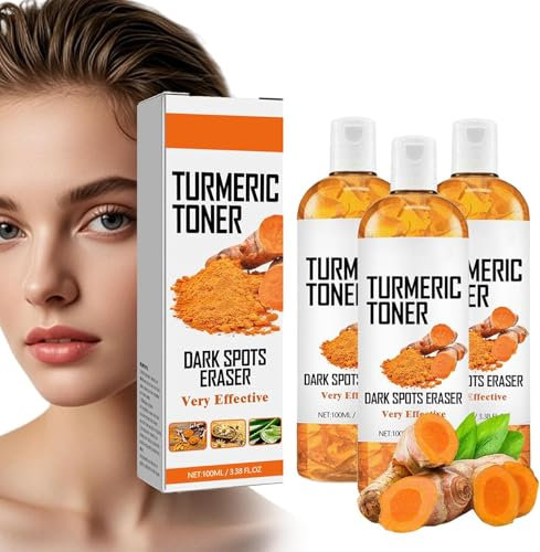 West Month Kurkuma-Toner, Dark Spot Eraser, Kurkuma-Toner für Gesicht, Anti-Aging, Feuchtigkeitsspendender Gesichtstoner, Vitamin C Und Kurkuma-öl-Toner-Serum für Frauen (3 Stück)
