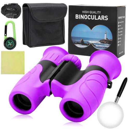 Fernglas für Kinder, Outdoor Spielzeug ab 3-12 Jahre Fernglas Kinder Spielzeug, Starke Vergrößerung 8X21, Geburtstagsgeschenke, für Vogelbeobachtung, Jagen, Wandern (Lila)
