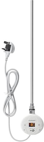 ELEGANT Smart WiFi Electric Heating Element for Towel Rail & Radiator- 400W, Thermostatic Control with LCD Timer, Child Lock & APP Remote Control, IPX4 Bathroom Safe, White - UK Plug