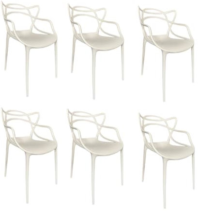 PALUPLUS 6 Sedie da Giardino Modello Twist con Schienale Intrecciato, Misura 53x52x81 cm, Sedia in Polipropilene con Seduta Ergonomica, Design Moderno, per Interno ed Esterno -7742F (Bianco)