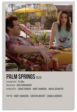 URAUIH Filmposter Palm Springs, für Schlafzimmer, Wohnzimmer, Wandkunst-Deco-Poster, 40 x 60 cm, ungerahmt