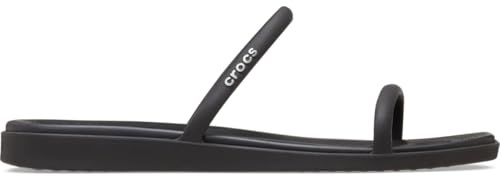 Crocs Miami Damen-Sandalen mit zwei Riemen, flach, Schwarz, Größe 43, Schwarz, 42/43 EU