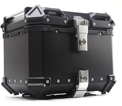 LADECNERHT 45L 55L 65L Caja De La Cola De La Motocicleta Estuche Superior De Aluminio, Baul Moto Maleta Moto para Almacenamiento Casco,Black-65L