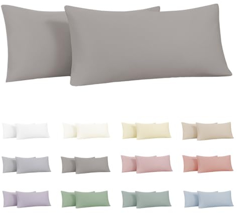 Nesture Kissenbezug 40 x 80 2er Set - 100% Jersey Mikrofaser Kissenbezüge Grau, Kopfkissenbezug 40x80 - Kissenhülle für Kissen 40x80 cm mit Reißverschluss, Weich und Bügelfrei