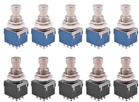 Harewtwy 10 Pz 3PDT Effetti per Chitarra Stomp Switch Interruttori A Pedale per Chitarra Interruttore A Pulsante A Scatto A 9 Pin ON-On con Terminale A Saldare