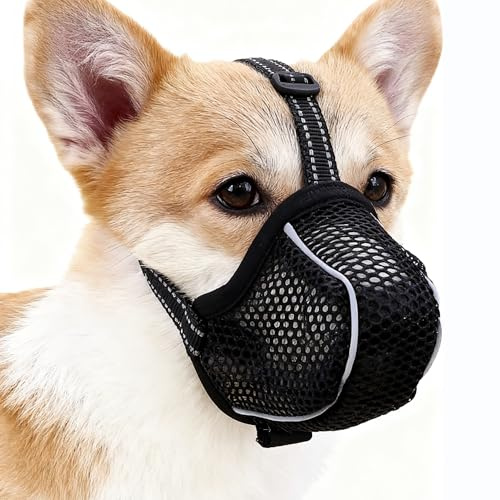 Maulkorb für Hunde,Weicher Netzmaulkorb für kleine, Mittelgroße und große Hunde, Trinken und schützt vor Beißen, Lecken & Kauen (S)