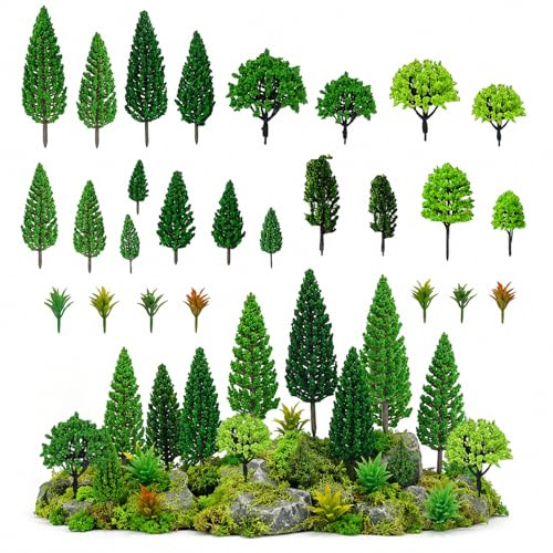 xolear 40 Stück Modellbau Bäume, 4.5-16cm Gemischtes Bäume Modellbau | Modell Miniatur Baum, Diorama, Miniatur Deko, Wird für DIY Landschaften, Miniaturlandschaften und Sandkastenmodelle Verwendet