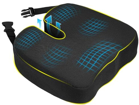 Myfivo Orthopädisches Sitzkissen mit Memory-Schaum und Fixierungsbändern | Ergonomisches Sitzkissen, lindert Steißbein-Hämorrhoiden-Schmerzen, verbessert die Durchblutung, geeignet für Büro und Auto