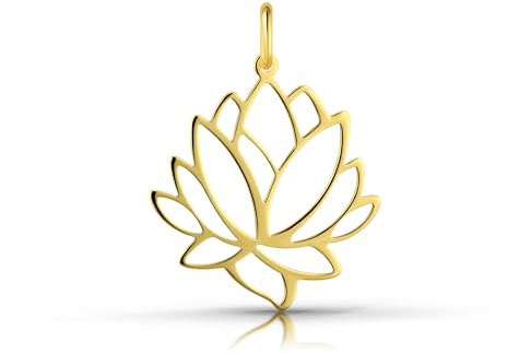 LAMUR Gold Anhänger 585 Damen – Eleganter 14K Echtgold Schmuck Anhänger für Halskette – Zeitloser Goldschmuck Geschenk für Frauen (Lotusblüten-Anhänger)