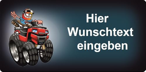 Nummernschild und Namensschild Quad Comic selbst gestalten und bedrucken lassen Individuelle Geschenkidee Aluminium-Schild Autoschild Aluschild Kfz-Kennzeichen-Schilder