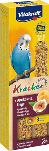 Vitakraft Kräcker, Knabberstangen für Wellensittiche, mit Aprikose und Feige, zur Schnabelpflege, ohne Zusatz von Zucker (1x 60g)