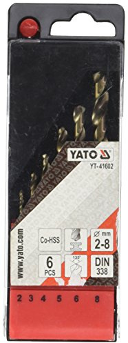 YATO YT-41602-co-HSS-Spiralbohrer, 2-6, 8 mm