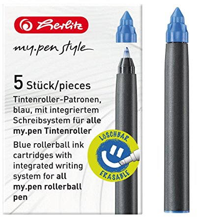 5 Herlitz Tintenroller-Patronen my.pen / königsblau