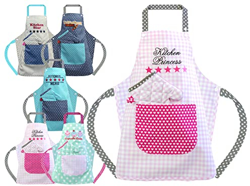 Emily´s Check Küchenschürze & Topfhandschuh für Kinder 468.550, 7-12 Jahre, Kitchen Princess