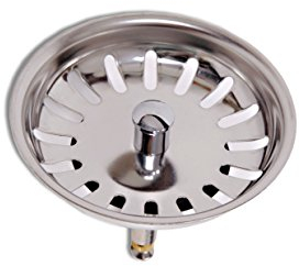 AQUADE 6052 Siebkörbchen mit Hubstange 8x42-62mm und Gummidichtung für Küchenspülen mit Excenterbedienung, aus Edelstahl, Siebkorb 81mm