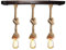 Rustiluz Lámpara con cuerda de yute 30 mm vintage y madera. De 3 luces E27