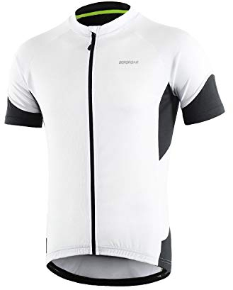 BERGRISAR Herren Fahrradtrikot Kurzarm Sommer Atmungsaktive Leicht Fahrradbekleidung BG650 Weiß, Groß