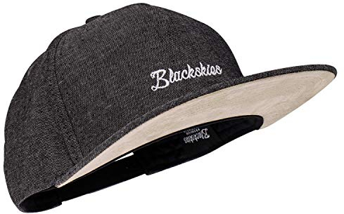 Blackskies® EOS Snapback Cap | Herren Damen Jeans Basecap mit Schirm | Unisex Premium Baseball Mütze Kappe aus Denim - Schwarz