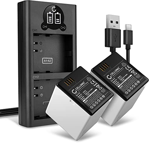 2X CELLONIC Ersatzakku A-2 - Ersatz Akku für Arlo Go 1 (VML4030, VMA4410) Sicherheitskamera Überwachungskamera 3000mAh + Dual Ladegerät mit Display, Alarmanlage Batterie