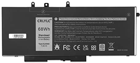 CRLYLC 68Wh GJKNX 93FTF Batterie pour Dell Latitude 5280 5288 5290 5480 5488 5490 5491 5495 5580 5590 E5480 E5580 E5490 E5590 Precision 15 3520 3530 GD1JP DY9NT 5YHR4 451-BBZG VG93N NY5PG WFWKK D4CMT