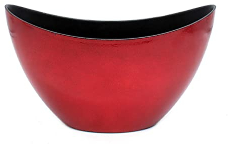 DARO DEKO Kunststoff Blumentopf Schiff (rot-Glitter, 24,5 x 15cm) Pflanz-Schale Blumen-Töpfe Übertopf