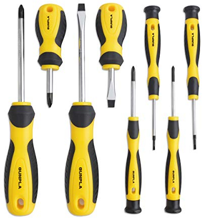 Gunpla 8 Pieces Magnetic Screwdriver Set, Heavy Duty Chrome Vanadium Phillips Slotted Precision Screw Driver Repair Tools with Non Slip Handle Professional Kit for TV, Laptops PC, Furniture Assembly