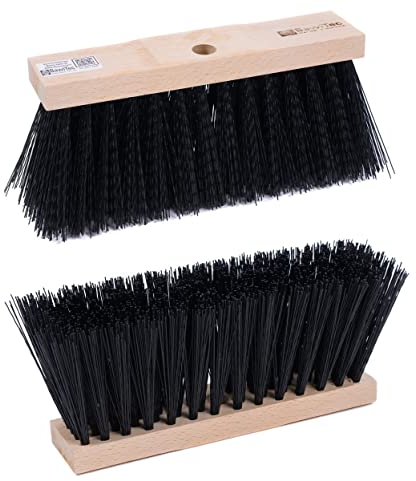 BawiTec Spezialbesen sehr robuster Straßenbesen mit extra Langen und kräfitgen Elaston-Kunststoff-Borsten in schwarz mit Standard-Stielloch Besen für Baustellen,Gartenbau etc. (32cm ohne Stiel)