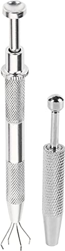Piercing Ball Grabber Tool, Edelstahl Prong Halter, Edelstahl Juwelier Pick Up Tool mit 4 Prongs Halter Diamond Claw Tweezers, Humanized Finger Griff für Perle Uhren und Brillenreparatur