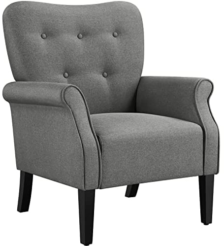 Yaheetech Modern Tub Chair, Mid-Century Accent chair Sofa Chair with Soft Padded and High Back for Living Room/Bedroom/Home Office, Dark Grey