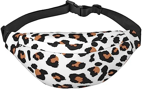 Leoparden-Bauchtasche für Damen und Herren, leicht, verstellbar, für Reisen, Wandern, Radfahren, Schwarz , Einheitsgröße