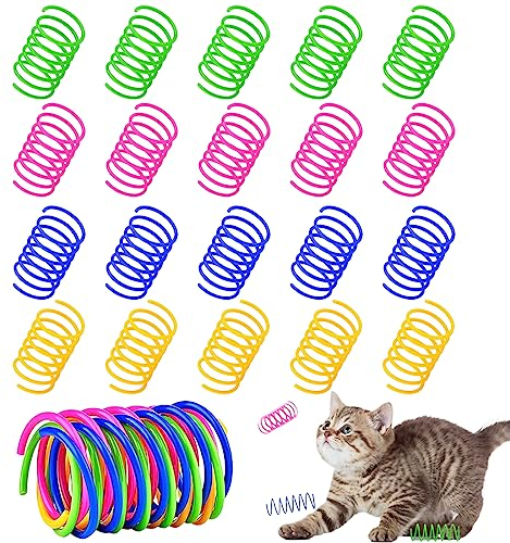 WeddHuis 20 Stück Katze Spielzeug, Buntes kreatives Kunststoff Spiralfedern Spirale,Spielzeug Spiralfedern Neuheit Haustiere Spielzeug Bunte Spiralfedern Spring Spirale für Katze