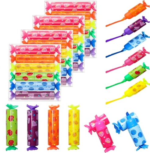 sitarcmin 24 Stück Mini Textmarker für Kinder zur Verwendung in der Schule und bei den Hausaufgaben, 6 Farben Mini Stifte Textmarker Bonbon lustig leuchtstifte Textmarker Klein Set