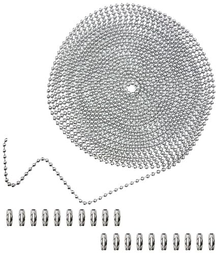 BetterJonny Kugelkette, 6 m, Kette aus Edelstahl, 2,4 mm, mit 20 passenden Anschlüssen, Kugelkette, Rollenkette, Verlängerungskette, Perlenkette für Schmuckherstellung
