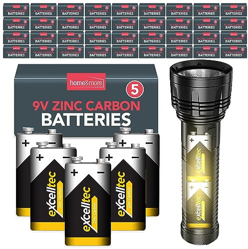Excelltec 180pk Bulk 9V Zinc Carbon Batteries, Heavy Duty PP3 9V Battery, Long-Lasting Power, Reliable Performance, Ideal for Smoke Alarms, Toys, Remote Controls, Clocks and Small Electronics