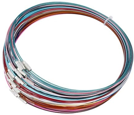UNICRAFTALE 60 Stk 12 Farben Edelstahl Draht Halskette Kordel Metall Draht Halskette Mit Messing Schraubverschluss 44.5 cm Draht Choker Halskette Für Frauen Armband Halskette Schmuckherstellung