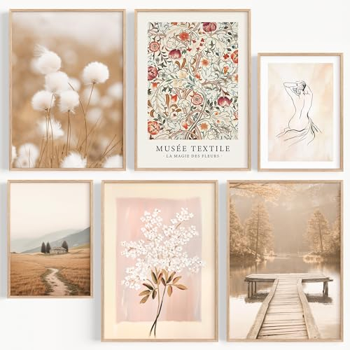 OHBIMBA® 6 Laminas Decorativas Pared Cuadros Decoracion Salon Modernos - Posters Para Pared Cuadros Decorativos Decoracion Pared lienzos decorativos - 4 de 30x40cm + 2 de 21x30cm