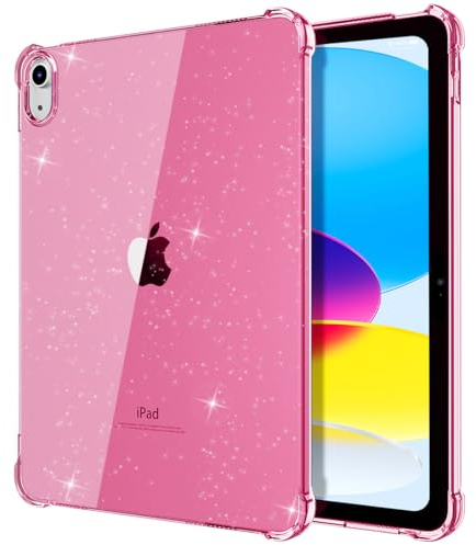 TiMOVO Coque pour iPad A16 11ème Génération 11 Pouces 2025, iPad 10ème génération 2022 10,9 Pouces, Étui de Protection arrière Clair en TPU Mince et Légère, Fleurs Rose Paillettes