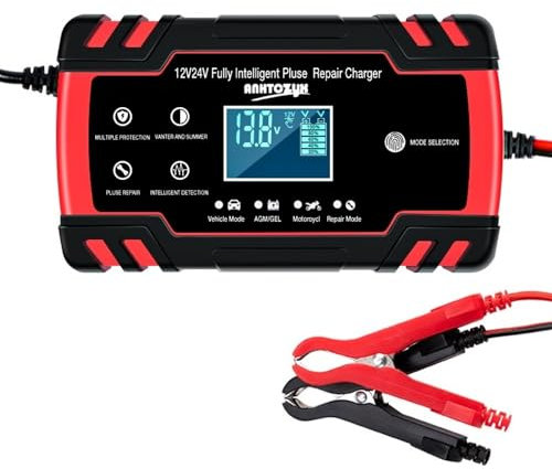 Chargeur Batterie Voitures Chargeur de batterie de voiture 12 24V 8A chargeur de batterie de réparation d'impulsion d'écran tactile for la moto de voiture Chargeur Batterie Moto(B 12V 8A 24V 4A)
