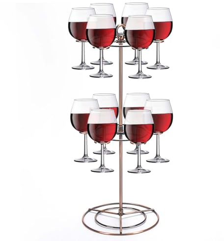 alouweekuky Drinks Tower, 2 Tier Aperol Stand for 12 Glasses, Champagne Tower Cocktail Tree Stand, Wine Glass Holder, Serving Tree for Cocktails, Margarita, Martini, Aperitif
