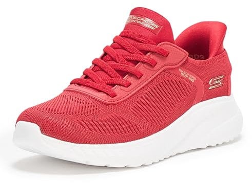 Skechers Damen Hands Free Slip-ins Bobs Squad Chaos-Current Muse Sneaker, Rot/Ausflug, einfarbig (Getaway Solids), 39 EU Weit