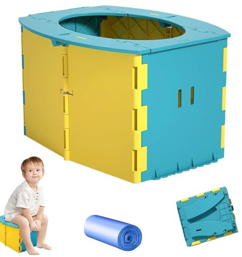 Töpfchen für Unterwegs,Faltbares Töpfchen für Kinder,Baby Kindertoilette,Faltbar Toiletteneimer Reisetoilette,Tragbare Kindertoilette,mit Aufbewahrungstasche,Geeignet für Innen- und Außenbereich