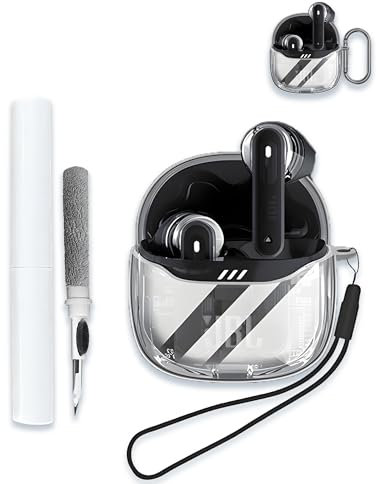 Case for JBL Tune Flex 2 | True Wireless Noise Cancelling Earbuds,Clear Soft TPU Protective Cover with Keychain and Cleaner Kit for Women Men Shockproof Skin,Clear