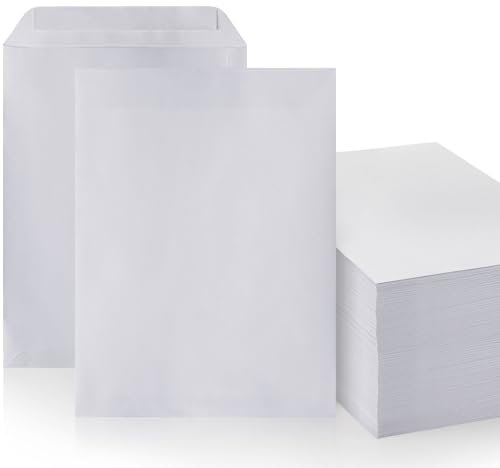 LOGIC PACK Briefumschläge ohne Fenster DIN B4 Selbstklebend Kuvert Umschläge Weiß 250 x 353 mm 100g/m² Versandtaschen B4 ohne Fenster - Große Briefhüllen (100 Stück)